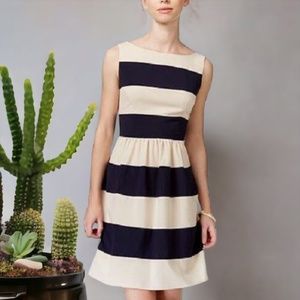 B. Darling Blue and Tan Striped Dress